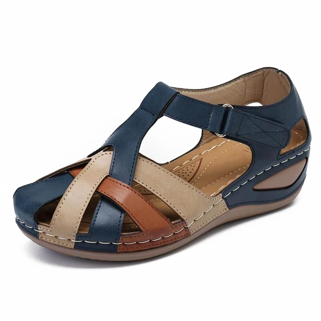 Sandales orthopédiques femme cuir à talon compensé