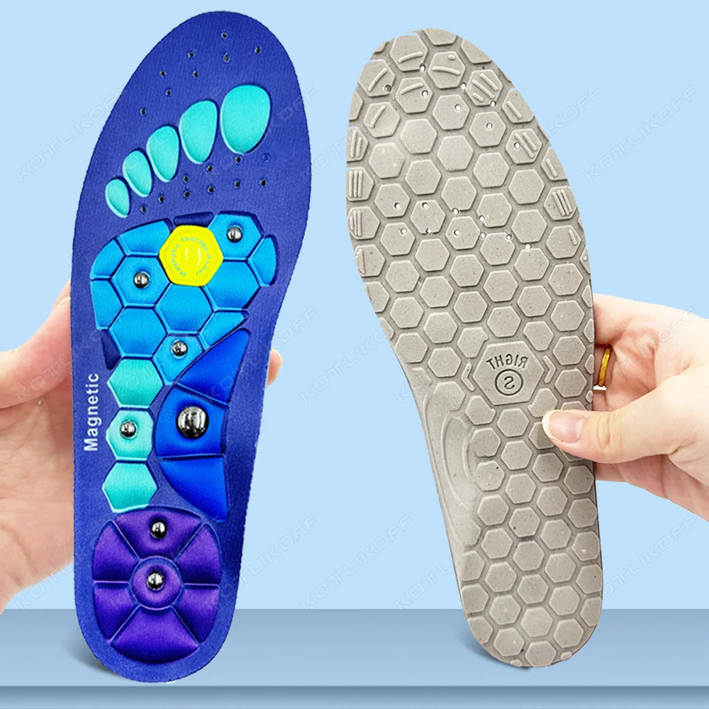 Semelles Orthopédiques Magnétiques Acupression Gel - Semelles Pied Plat Confort Homme Femme (Red, S) Avec Magnetic Cheat Sheet